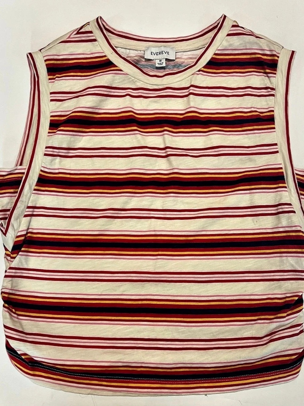 EVERYVE Striped Tank Top in Cream & Red Size Medium